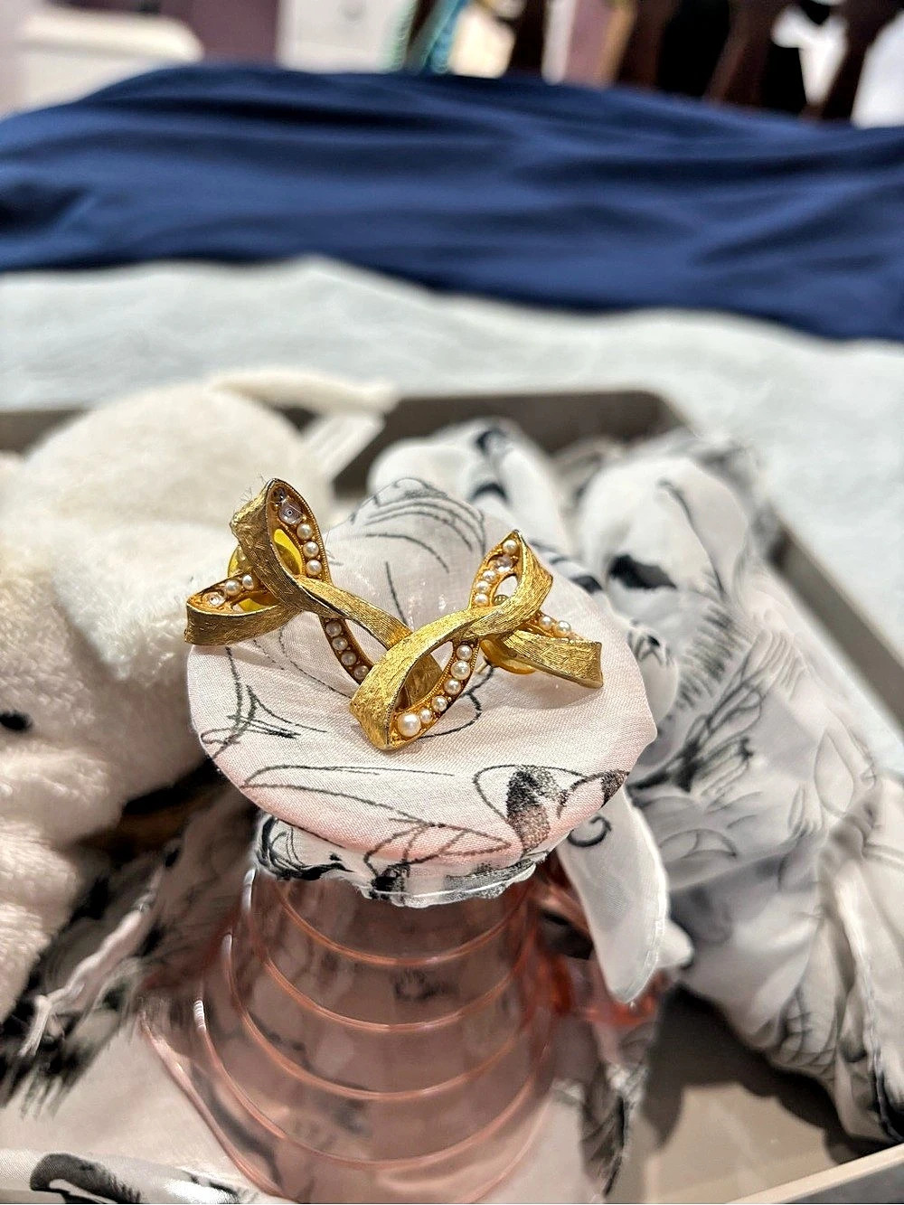 Gold earrings with Pearl Accents, Like New